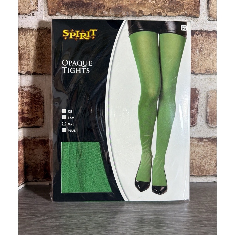 NEW Spirit Halloween Opaque Green Tights Costume Accessory Wicked Medium/Large